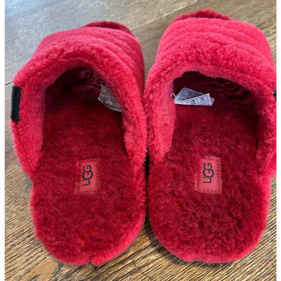 Ugg Slipper Slide “Fluff” in Samba Red Men’s Sz 8 All Sherpa Wool Non Slip main image 6